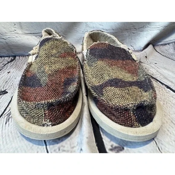 Sanuk Donna Camo Chill Slip On Loafers Faux Fur Lined Earthy Multi Color - Picture 12 of 14